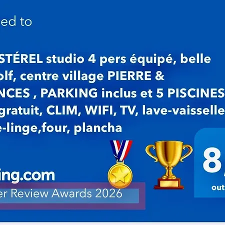 Cap Esterel 4 Pers Equipe, Belle Vue Golf, Centre Village Pierre & , Parking Inclus Et 5 Piscines Acces Gratuit, Clim, Wifi, Tv, Lave-vaisselle Et Lave-linge,four, Plancha Apartment *